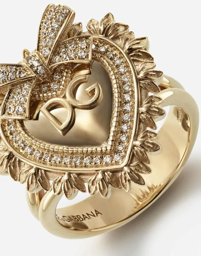 Dolce and Gabbana Rings Women Devotion Ring In Yellow Gold With Diamonds Yellow Gold Dolce and Gabbana Rings Women Devotion Ring In Yellow Gold With Diamonds Yellow Gold