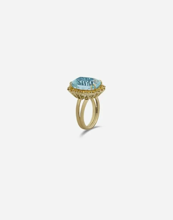 Dolce and Gabbana Rings Women Heritage Ring In Yellow Gold Aquamarine And Yello Sapphires Gold Dolce and Gabbana Rings Women Heritage Ring In Yellow Gold Aquamarine And Yello Sapphires Gold