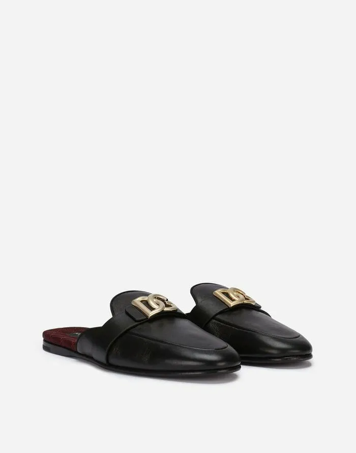 Dolce and Gabbana Sandals And Slides Men Calfskin Nappa Bramante Slippers Black Dolce and Gabbana Sandals And Slides Men Calfskin Nappa Bramante Slippers Black