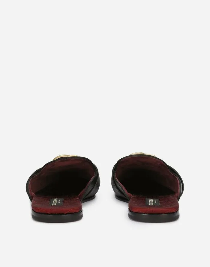 Dolce and Gabbana Sandals And Slides Men Calfskin Nappa Bramante Slippers Black Dolce and Gabbana Sandals And Slides Men Calfskin Nappa Bramante Slippers Black