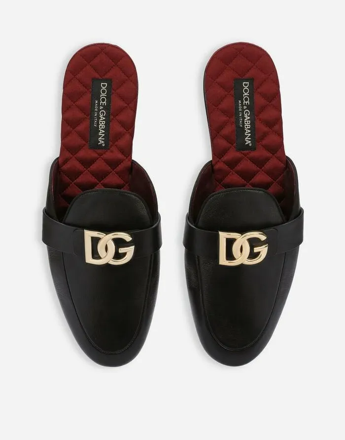 Dolce and Gabbana Sandals And Slides Men Calfskin Nappa Bramante Slippers Black Dolce and Gabbana Sandals And Slides Men Calfskin Nappa Bramante Slippers Black
