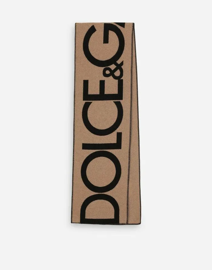 Dolce and Gabbana Scarves And Silks Men Wool Jacquard Scarf With DolceandGabbana Logo Beige Dolce and Gabbana Scarves And Silks Men Wool Jacquard Scarf With DolceandGabbana Logo Beige