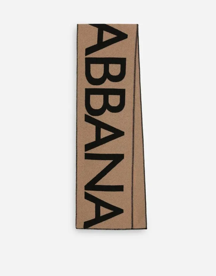 Dolce and Gabbana Scarves And Silks Men Wool Jacquard Scarf With DolceandGabbana Logo Beige Dolce and Gabbana Scarves And Silks Men Wool Jacquard Scarf With DolceandGabbana Logo Beige