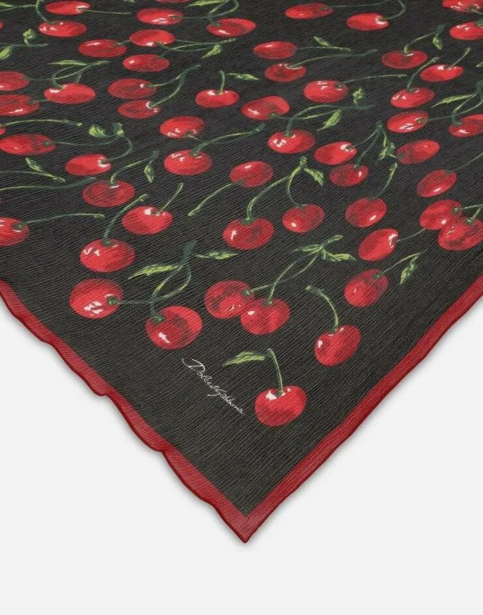 Dolce and Gabbana Scarves And Silks Women Cherryprint Silk Scarf 120215200 Multicolor Dolce and Gabbana Scarves And Silks Women Cherryprint Silk Scarf 120215200 Multicolor
