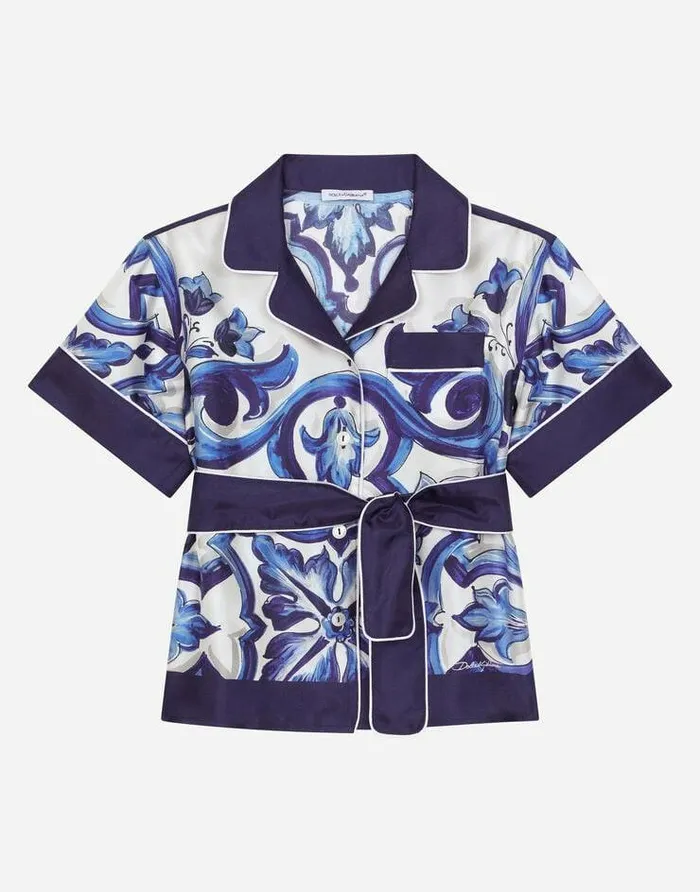 Dolce and Gabbana Shirts And Tops Children Majolicaprint Twill Shirt Multicolor Dolce and Gabbana Shirts And Tops Children Majolicaprint Twill Shirt Multicolor