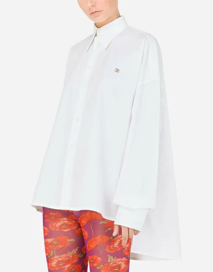 Dolce and Gabbana Shirts And Tops Women Cotton Shirt With DG Logo White Dolce and Gabbana Shirts And Tops Women Cotton Shirt With DG Logo White