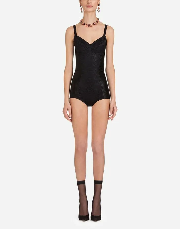 Dolce and Gabbana Shirts And Tops Women Elasticated Corsetstyle Bodysuit Black Dolce and Gabbana Shirts And Tops Women Elasticated Corsetstyle Bodysuit Black