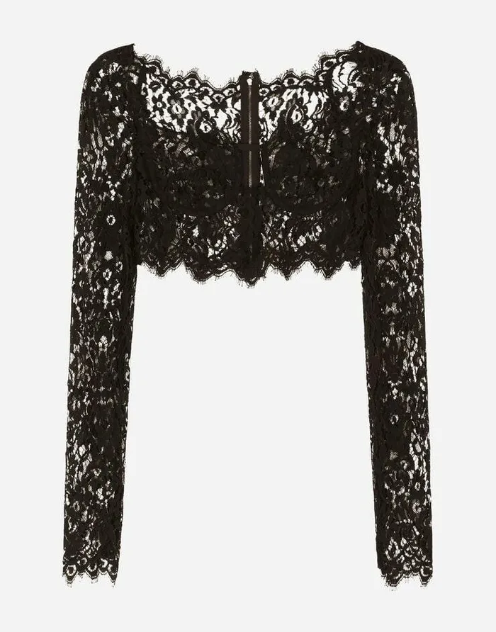 Dolce and Gabbana Shirts And Tops Women Longsleeved Lace Corset Top Black