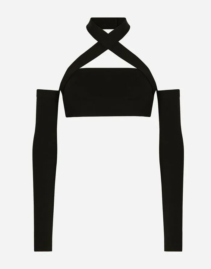 Dolce and Gabbana Shirts And Tops Women Viscose Top With Sleeve Details Black