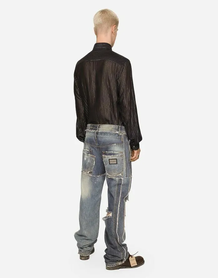 Dolce and Gabbana Shirts Men Pinstripe Cotton Muslin Shirt Multicolor Dolce and Gabbana Shirts Men Pinstripe Cotton Muslin Shirt Multicolor