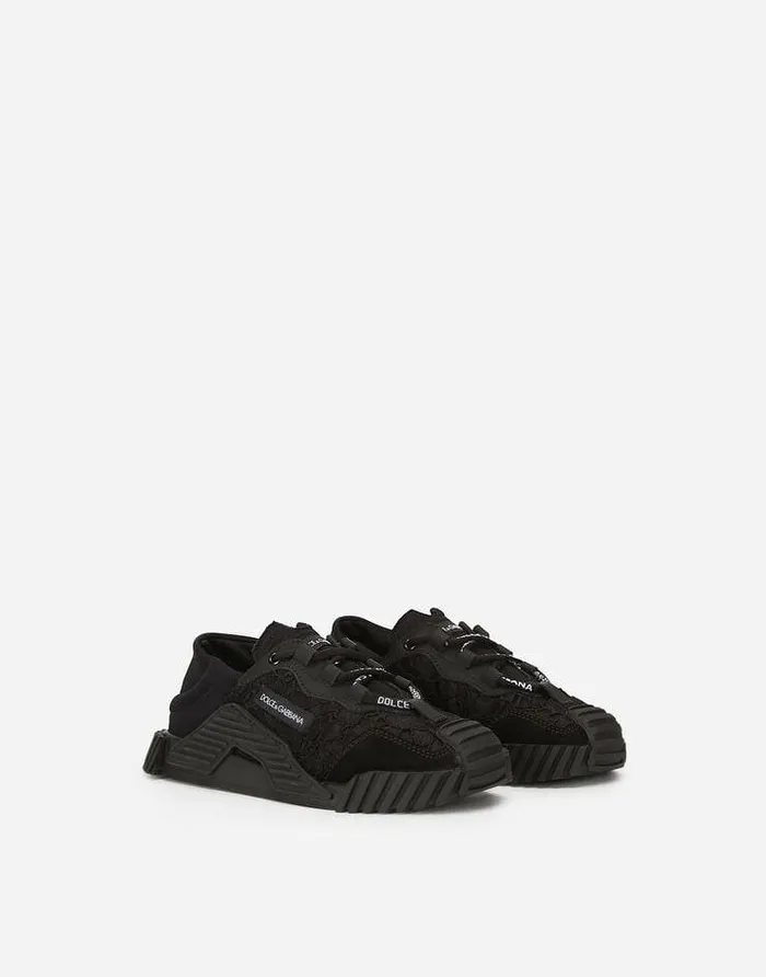 Dolce and Gabbana Shoes 2438 Children Cordonetto Lace NS1 Slipon Sneakers Black Dolce and Gabbana Shoes 2438 Children Cordonetto Lace NS1 Slipon Sneakers Black