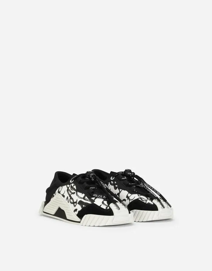 Dolce and Gabbana Shoes 2438 Children Logoprint Canvas NS1 Slipon Sneakers Multicolor
