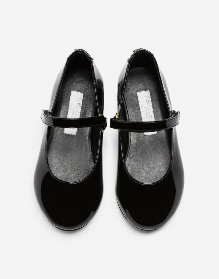 Dolce and Gabbana Shoes 2438 Children Patent Leather Mary Jane Ballet Flats Black Dolce and Gabbana Shoes 2438 Children Patent Leather Mary Jane Ballet Flats Black