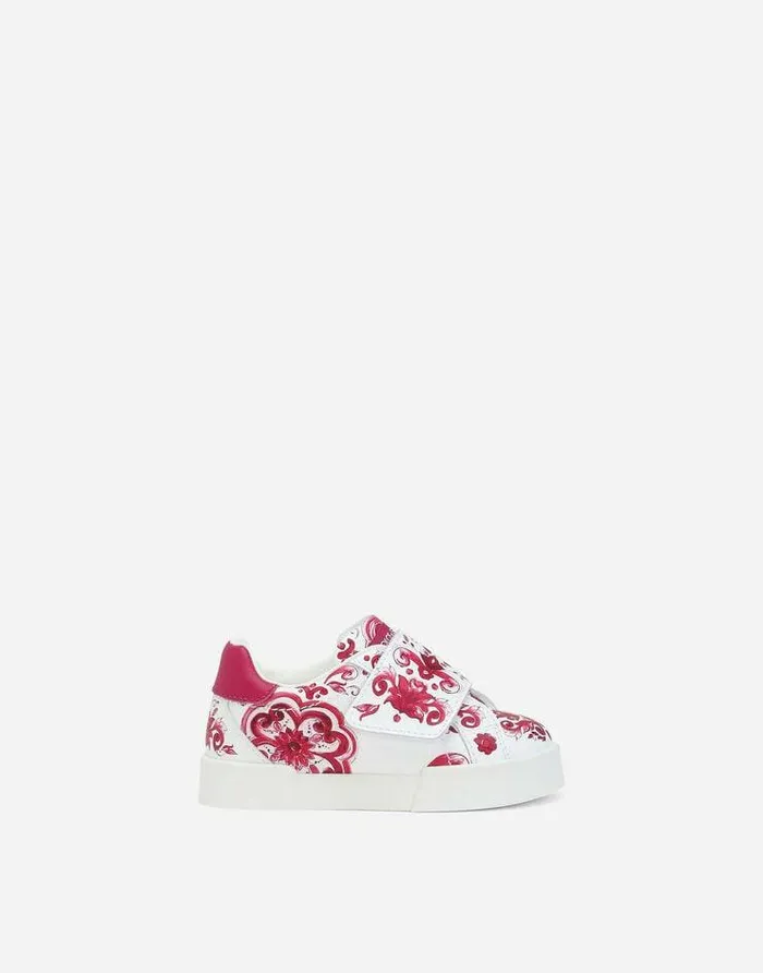 Dolce and Gabbana Shoes For First Steps 1926 Children Printed Calfskin Portofino Sneakers Multicolor Dolce and Gabbana Shoes For First Steps 1926 Children Printed Calfskin Portofino Sneakers Multicolor