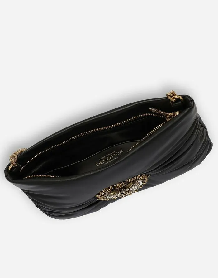 Dolce and Gabbana Shoulder And Crossbody Bags Women Small Calfskin Devotion Soft Bag Black Dolce and Gabbana Shoulder And Crossbody Bags Women Small Calfskin Devotion Soft Bag Black