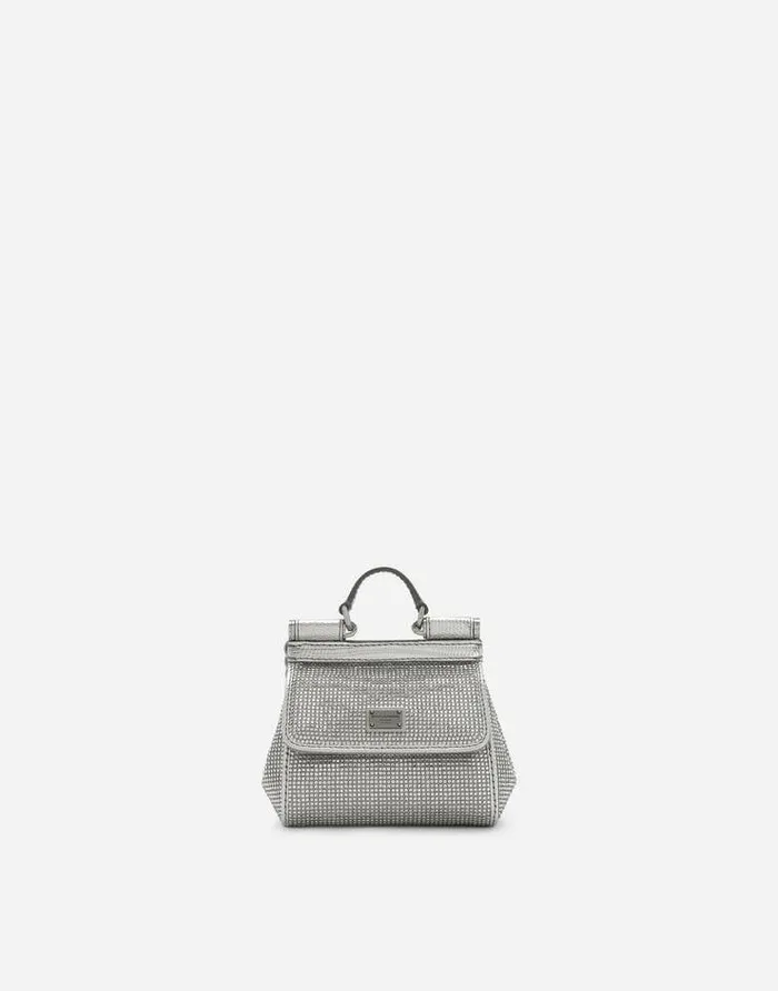 Dolce and Gabbana Sicily Women KIM DOLCEandGABBANA Mini Satin Sicily Bag With Fusible Rhinestones Silver Dolce and Gabbana Sicily Women KIM DOLCEandGABBANA Mini Satin Sicily Bag With Fusible Rhinestones Silver