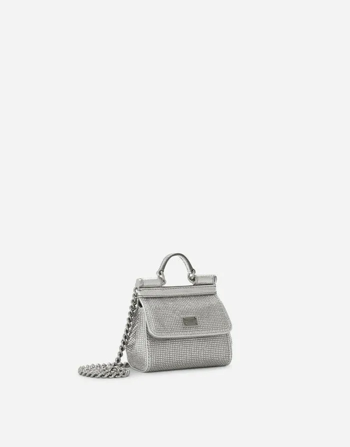 Dolce and Gabbana Sicily Women KIM DOLCEandGABBANA Mini Satin Sicily Bag With Fusible Rhinestones Silver Dolce and Gabbana Sicily Women KIM DOLCEandGABBANA Mini Satin Sicily Bag With Fusible Rhinestones Silver