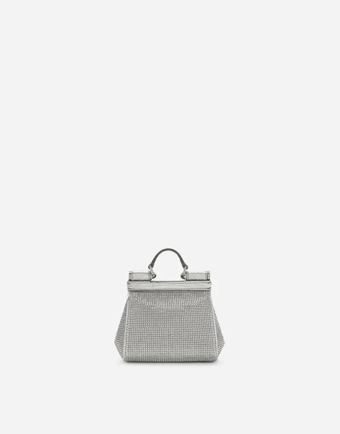 Dolce and Gabbana Sicily Women KIM DOLCEandGABBANA Mini Satin Sicily Bag With Fusible Rhinestones Silver Dolce and Gabbana Sicily Women KIM DOLCEandGABBANA Mini Satin Sicily Bag With Fusible Rhinestones Silver