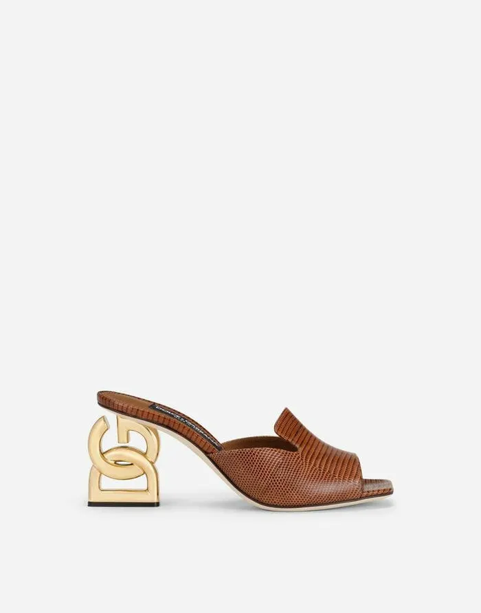 Dolce and Gabbana Slides And Mules Women Iguanaprint Calfskin Mules With 35 Heel Brown Dolce and Gabbana Slides And Mules Women Iguanaprint Calfskin Mules With 35 Heel Brown