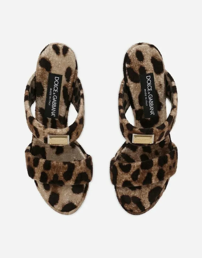 Dolce and Gabbana Slides And Mules Women KIM DOLCEandGABBANA Leopardprint Terrycloth Sandals Animal Print Dolce and Gabbana Slides And Mules Women KIM DOLCEandGABBANA Leopardprint Terrycloth Sandals Animal Print