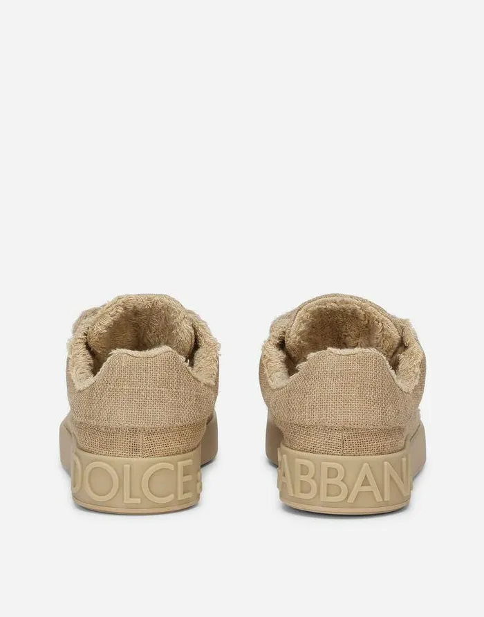 Dolce and Gabbana Sneakers Men Jute Portofino Sneakers Beige