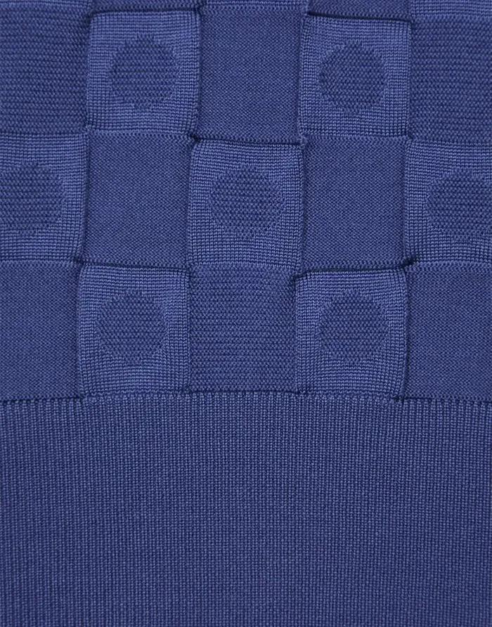 Dolce and Gabbana Sweaters And Cardigans Men 3D Check Silk Jacquard Poloshirt Azure Dolce and Gabbana Sweaters And Cardigans Men 3D Check Silk Jacquard Poloshirt Azure