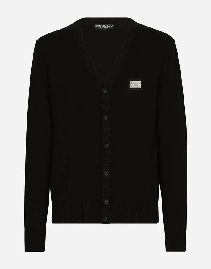 Dolce and Gabbana Sweaters And Cardigans Men Cashmere And Wool Cardigan With Branded Tag Black Dolce and Gabbana Sweaters And Cardigans Men Cashmere And Wool Cardigan With Branded Tag Black