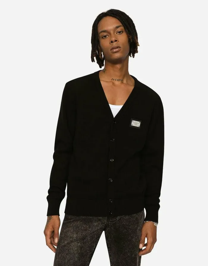 Dolce and Gabbana Sweaters And Cardigans Men Cashmere And Wool Cardigan With Branded Tag Black Dolce and Gabbana Sweaters And Cardigans Men Cashmere And Wool Cardigan With Branded Tag Black