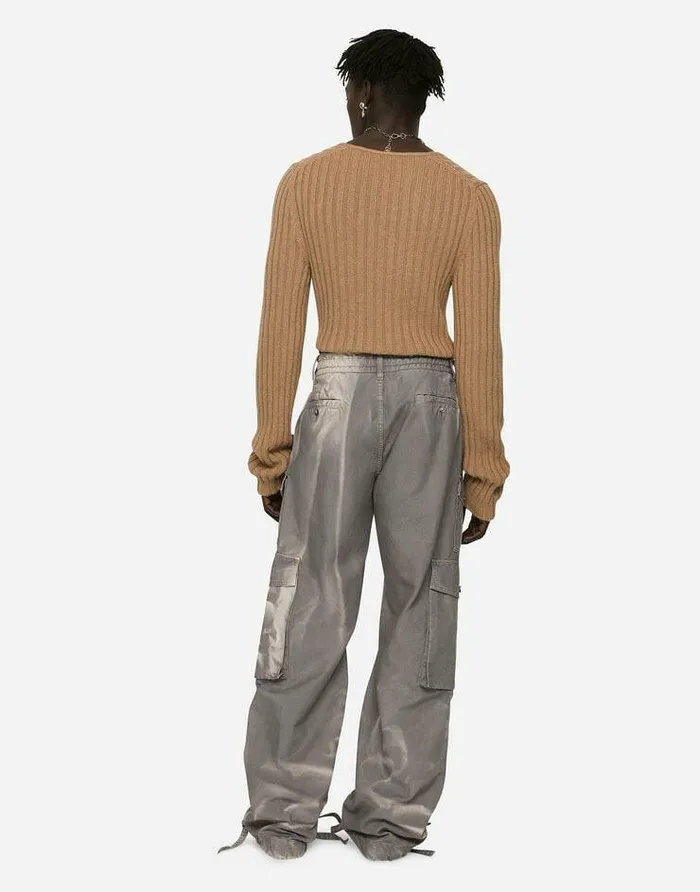 Dolce and Gabbana Sweaters And Cardigans Men Ribbed Camel Vneck Sweater Beige Dolce and Gabbana Sweaters And Cardigans Men Ribbed Camel Vneck Sweater Beige