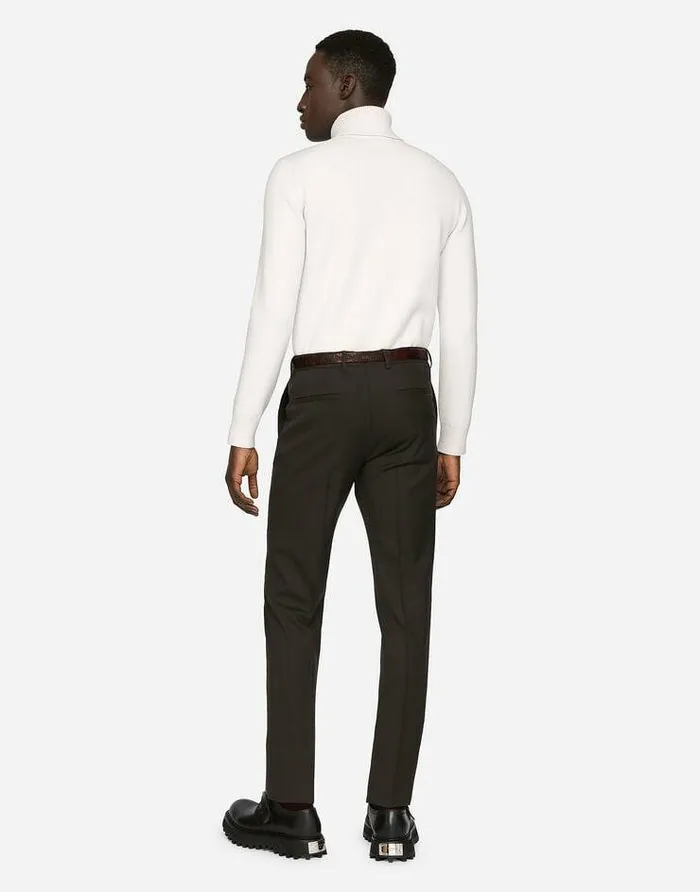 Dolce and Gabbana Sweaters And Cardigans Men Turtleneck Sweater In Virgin Wool White
