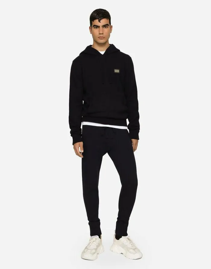 Dolce and Gabbana Sweaters And Cardigans Men Wool And Cashmere Hooded Sweater Blue Dolce and Gabbana Sweaters And Cardigans Men Wool And Cashmere Hooded Sweater Blue