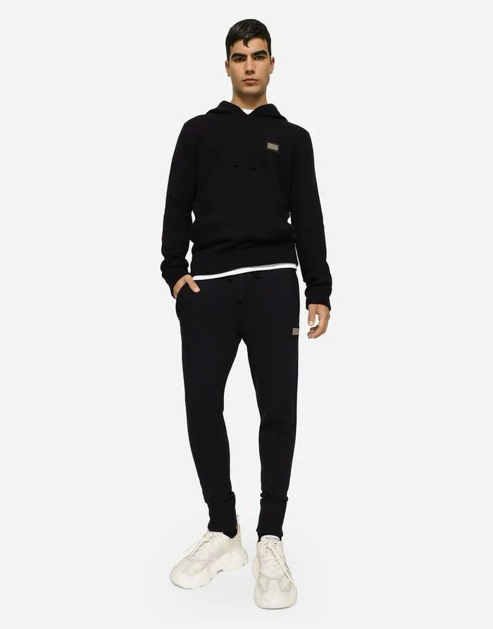 Dolce and Gabbana Sweaters And Cardigans Men Wool And Cashmere Hooded Sweater Blue Dolce and Gabbana Sweaters And Cardigans Men Wool And Cashmere Hooded Sweater Blue