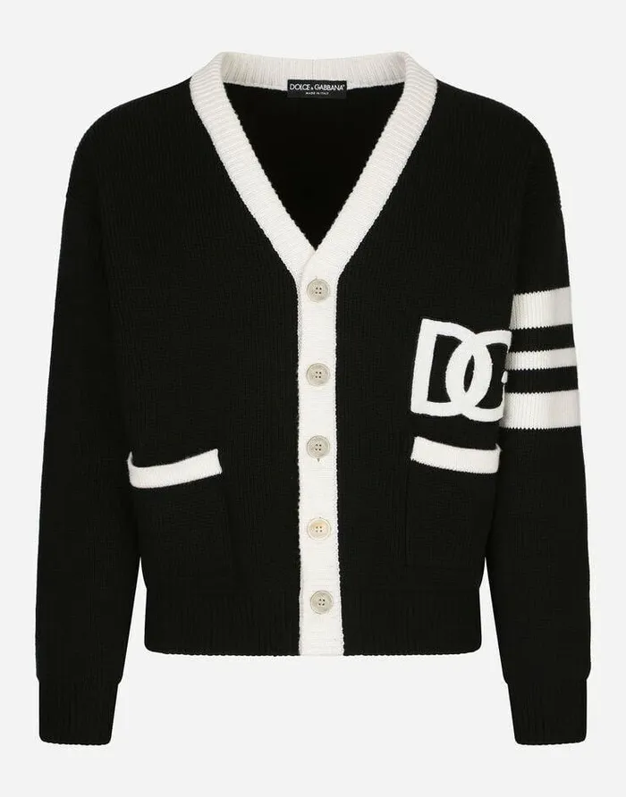 Dolce and Gabbana Sweaters And Cardigans Men Wool Fishermans Rib Cardigan With DG Logo Multicolor Dolce and Gabbana Sweaters And Cardigans Men Wool Fishermans Rib Cardigan With DG Logo Multicolor