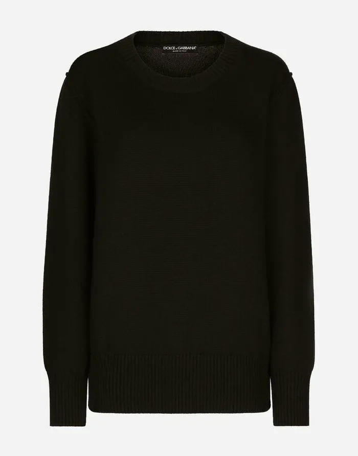 Dolce and Gabbana Sweaters And Cardigans Women Wool Roundneck Sweater Black