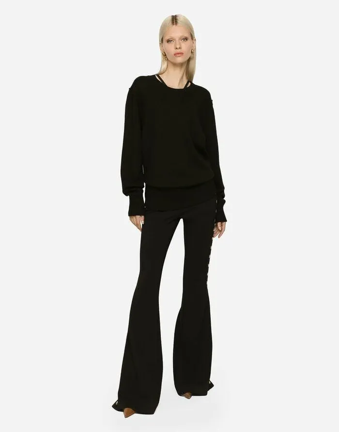 Dolce and Gabbana Sweaters And Cardigans Women Wool Roundneck Sweater Black Dolce and Gabbana Sweaters And Cardigans Women Wool Roundneck Sweater Black