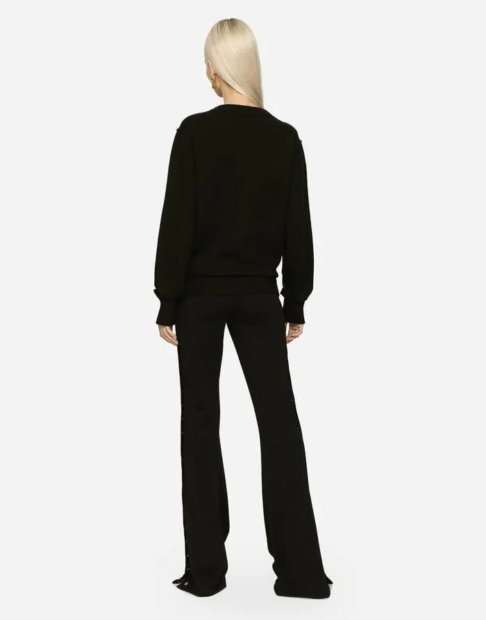 Dolce and Gabbana Sweaters And Cardigans Women Wool Roundneck Sweater Black Dolce and Gabbana Sweaters And Cardigans Women Wool Roundneck Sweater Black