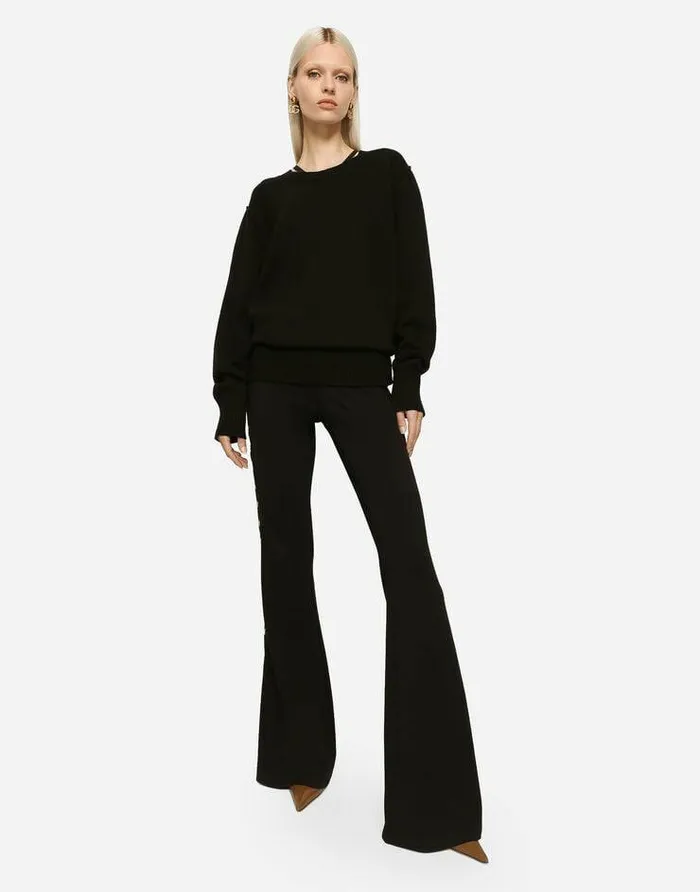 Dolce and Gabbana Sweaters And Cardigans Women Wool Roundneck Sweater Black Dolce and Gabbana Sweaters And Cardigans Women Wool Roundneck Sweater Black