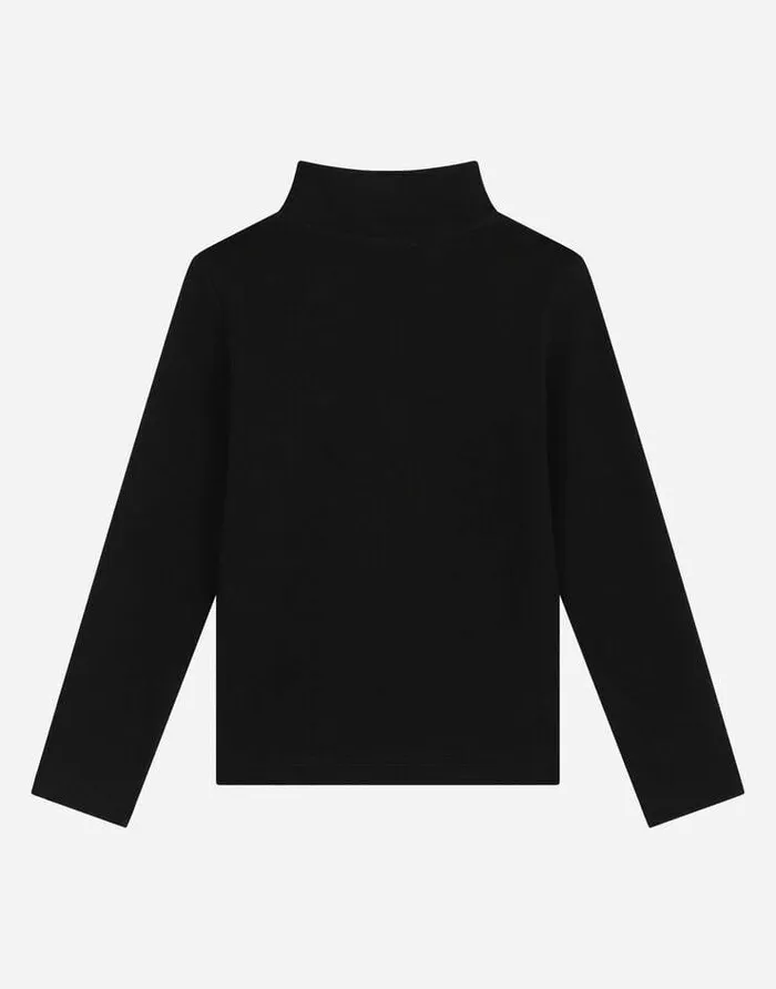 Dolce and Gabbana Sweaters Children Interlock Tshirt With Metal DG Logo Black Dolce and Gabbana Sweaters Children Interlock Tshirt With Metal DG Logo Black