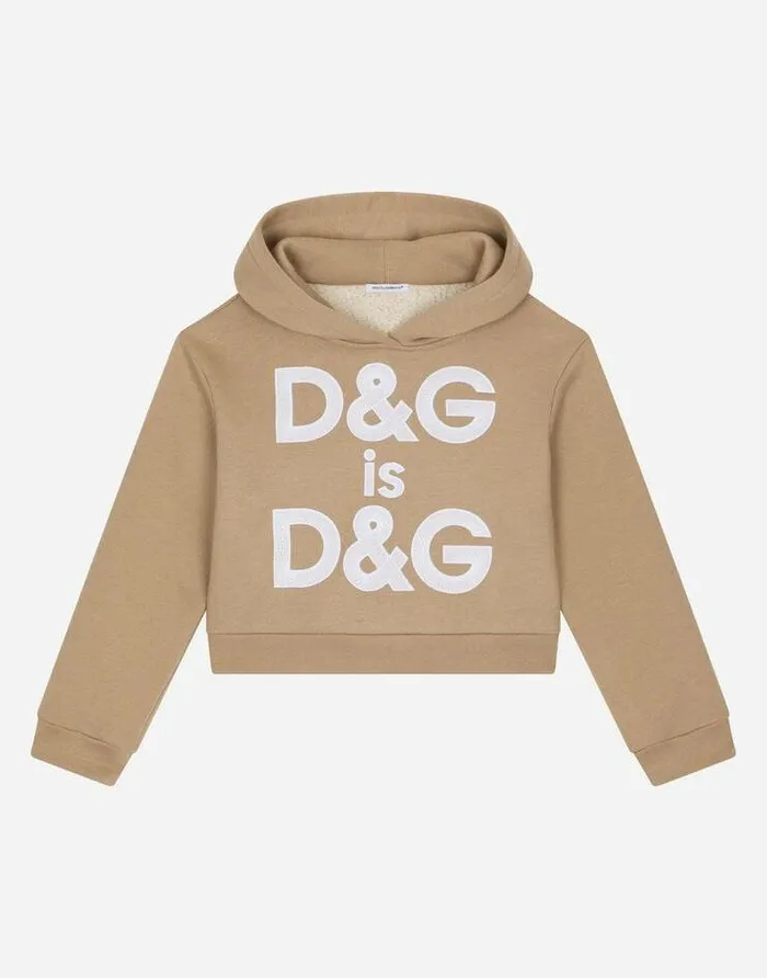 Dolce and Gabbana TShirts And Sweatshirts Children Hoodie With Logo Embroidery Pale Pink Dolce and Gabbana TShirts And Sweatshirts Children Hoodie With Logo Embroidery Pale Pink