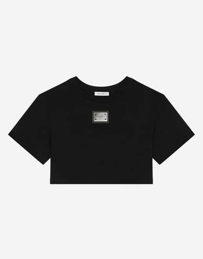 Dolce and Gabbana TShirts And Sweatshirts Children Jersey Tshirt With Logo Tag Black Dolce and Gabbana TShirts And Sweatshirts Children Jersey Tshirt With Logo Tag Black