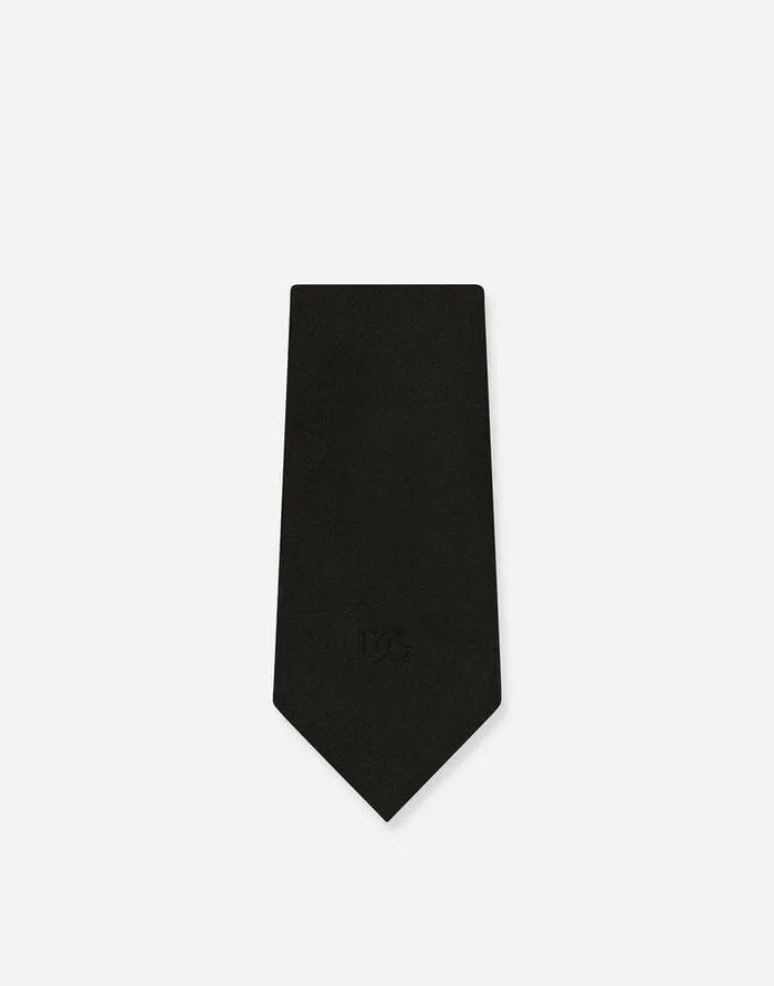 Dolce and Gabbana Ties And Pocket Squares Men 6cm Silk Blade Tie With DG Logo Embroidery Black Dolce and Gabbana Ties And Pocket Squares Men 6cm Silk Blade Tie With DG Logo Embroidery Black