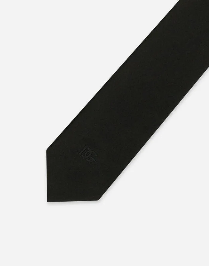 Dolce and Gabbana Ties And Pocket Squares Men 6cm Silk Blade Tie With DG Logo Embroidery Black Dolce and Gabbana Ties And Pocket Squares Men 6cm Silk Blade Tie With DG Logo Embroidery Black