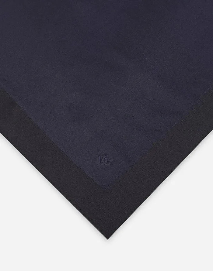 Dolce and Gabbana Ties And Pocket Squares Men Silk Pocket Square With DG Logo Embroidery Blue Dolce and Gabbana Ties And Pocket Squares Men Silk Pocket Square With DG Logo Embroidery Blue