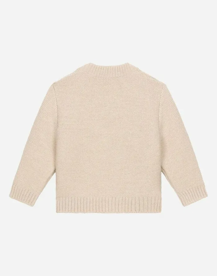 Dolce and Gabbana Topwear Children Roundneck Sweater With DG Logo Patch Beige Dolce and Gabbana Topwear Children Roundneck Sweater With DG Logo Patch Beige