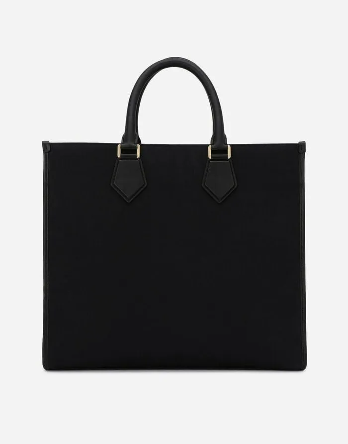 Dolce and Gabbana Totes WomenMen Canvas Shopper With Calfskin Nappa Details Black Dolce and Gabbana Totes WomenMen Canvas Shopper With Calfskin Nappa Details Black