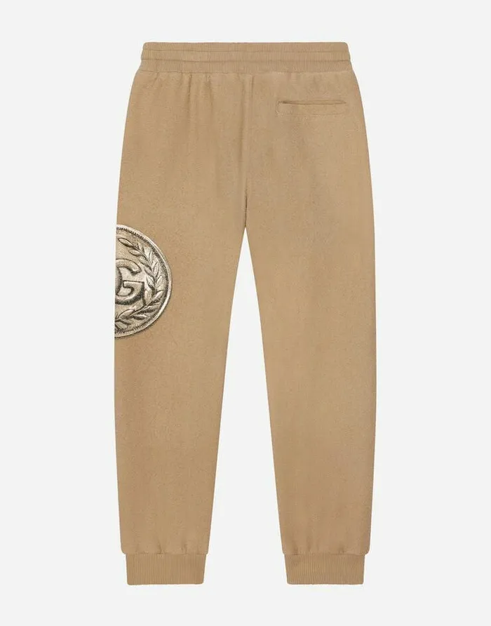 Dolce and Gabbana Trousers And Shorts Children Cotton Jogging Pants With Coin Print Beige Dolce and Gabbana Trousers And Shorts Children Cotton Jogging Pants With Coin Print Beige