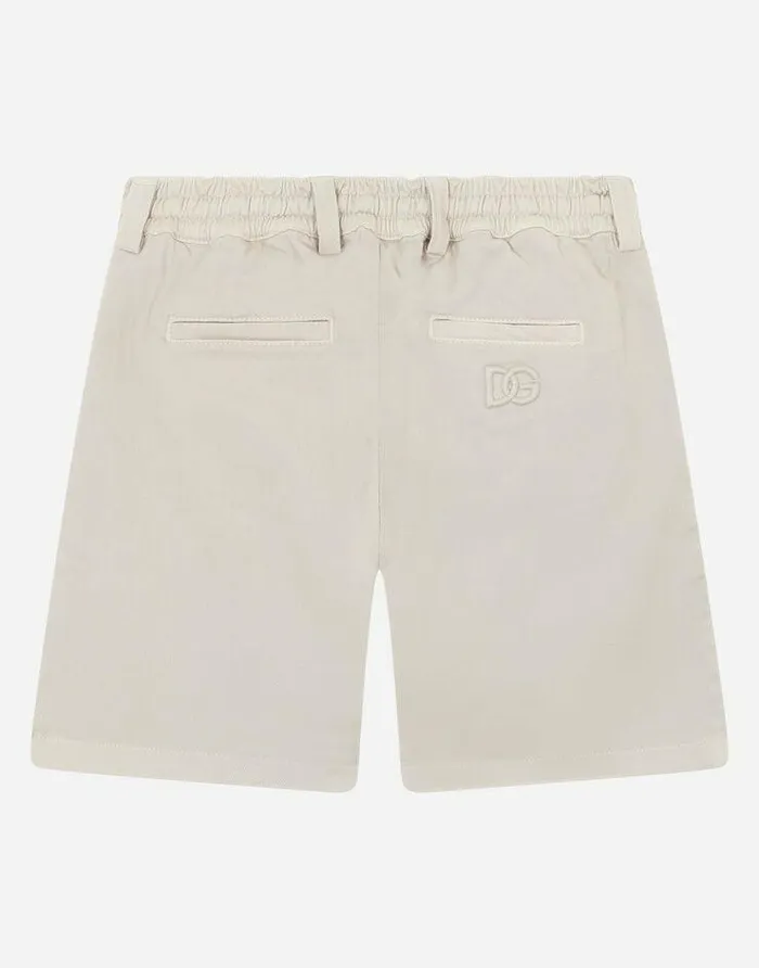 Dolce and Gabbana Trousers And Shorts Children Garmentdyed Drill Shorts With Drawstring Beige Dolce and Gabbana Trousers And Shorts Children Garmentdyed Drill Shorts With Drawstring Beige