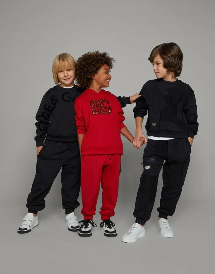 Dolce and Gabbana Trousers And Shorts Children Jersey Jogging Pants With Flocked Logo Black Dolce and Gabbana Trousers And Shorts Children Jersey Jogging Pants With Flocked Logo Black
