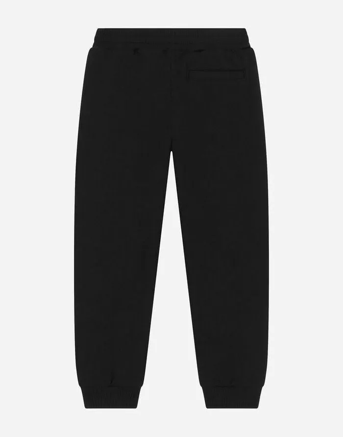 Dolce and Gabbana Trousers And Shorts Children Jersey Jogging Pants With Flocked Logo Black Dolce and Gabbana Trousers And Shorts Children Jersey Jogging Pants With Flocked Logo Black