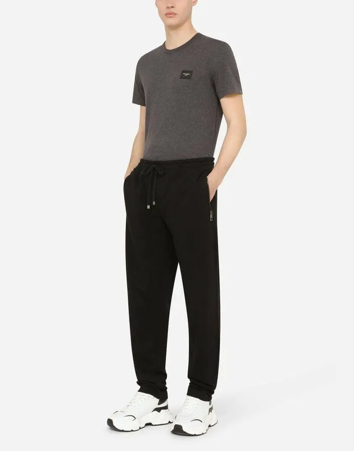 Dolce and Gabbana Trousers And Shorts Men Cotton Sweatpants Black